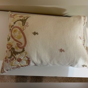 Ralph Lauren Kathryn Embroidered Cream Linen Pillow French Country Style